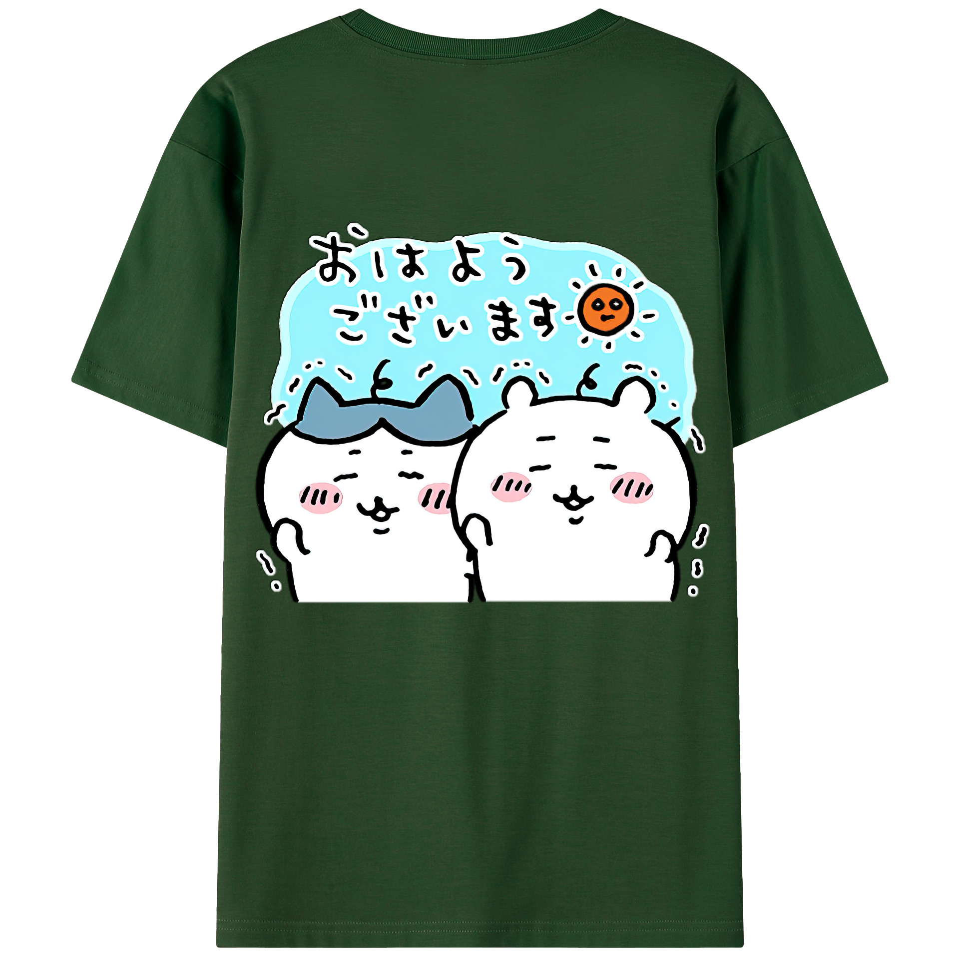 （画像用） ちいかわ ハチワレ Chii-kawa hachiware 綿100％半袖Tシャツ（背面プリント）